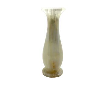 Onyx Mine Bud Vase Vintage Cream Tan Decorative Free Standing Retro Carved 5"